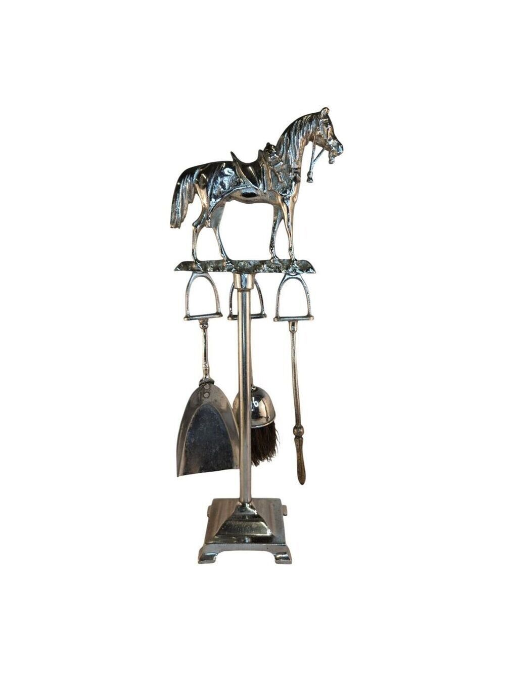 Vintage Chrome Horse Fireplace Tool Set Western Equestrian Decor - Picture 5 of 16